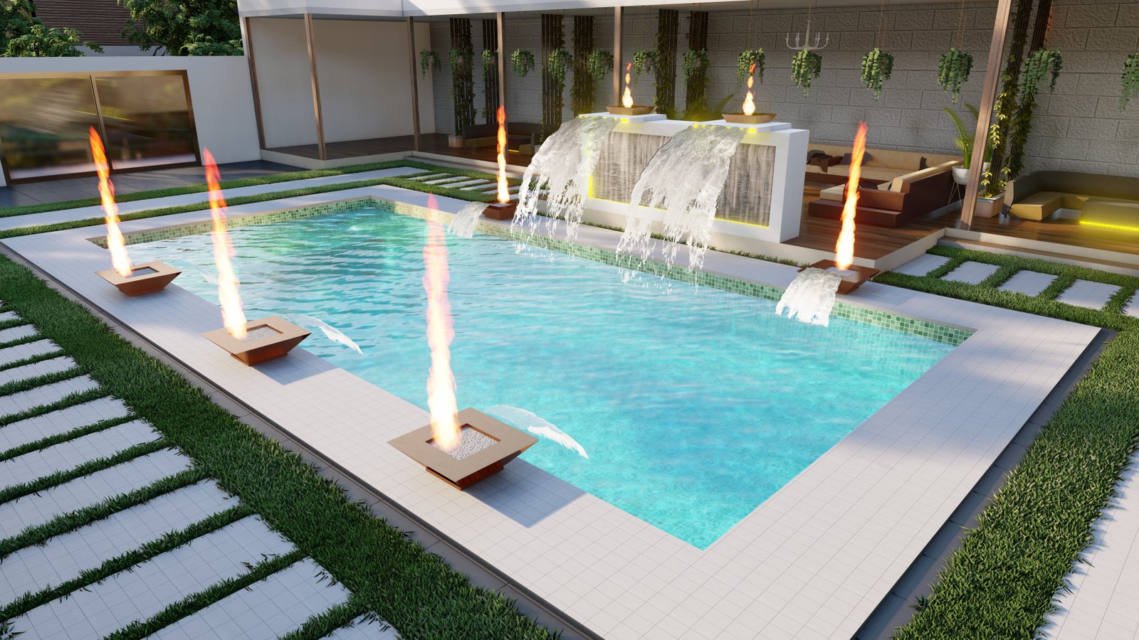 The Oasis Courtyard: Commercial Pool & Outdoor Lounge